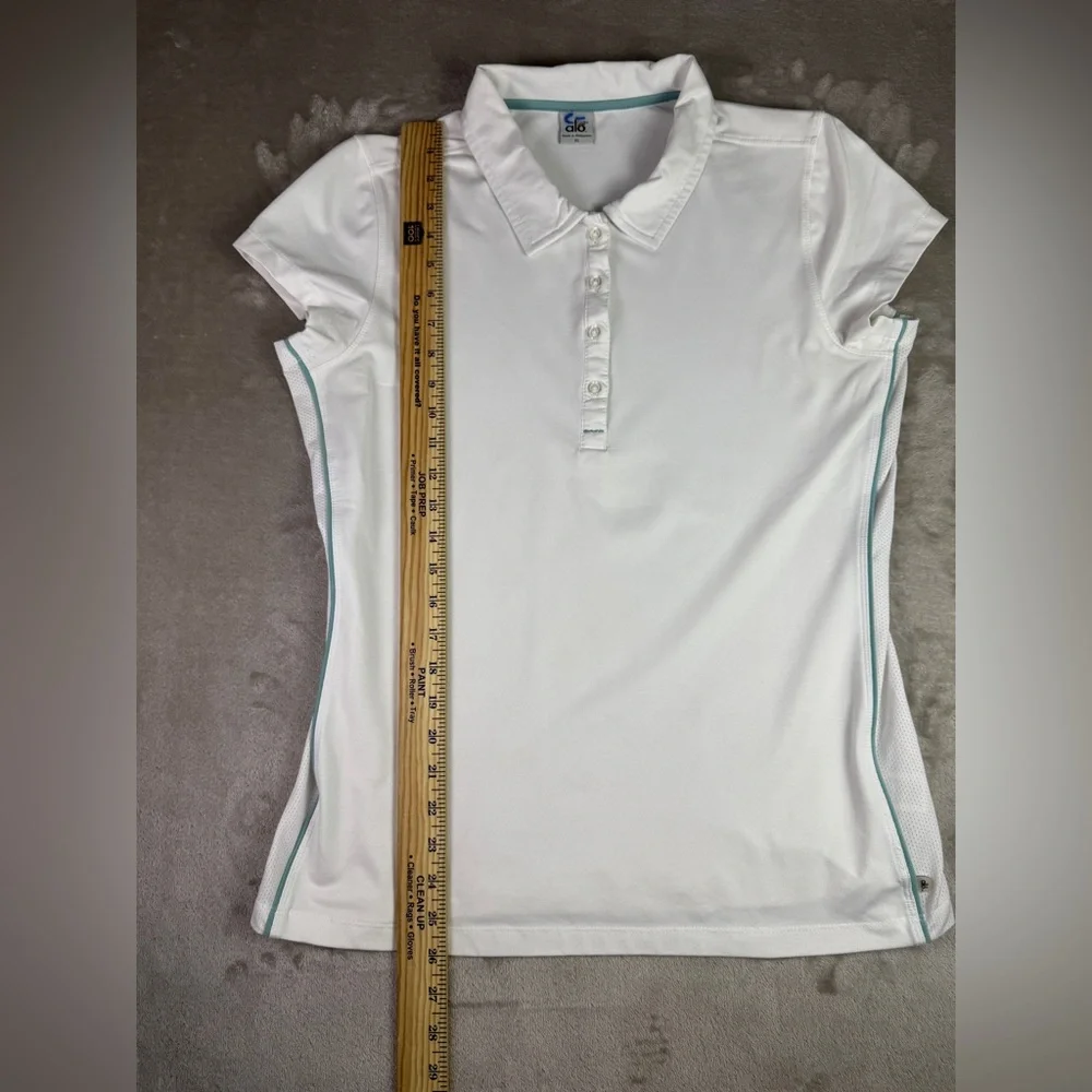 Alo Yoga Polo Shirt Womens Size XL Coolfit Top White Golf Tennis Collared Active